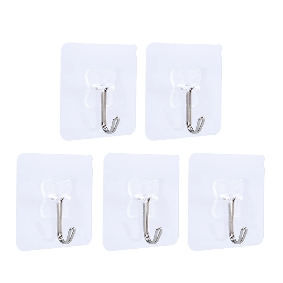 

5pcs Transparent Pvc Suction Hooks Heavy Duty No Drill Hanger For Kitchen Bathroom Tile Glass Stainless Steel Organizers