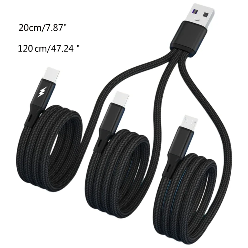 3 in 1 USB Splitter Cable USB to Type C Micro USB Multipurpose Cord USB Extension Charging Cable For Cell Phones Tablets