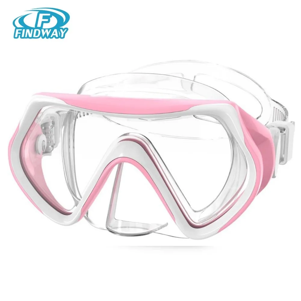 Findway Adults Diving Goggles Adjustable Silicone Strap Diving Mask with HD Tempered Glass Anti-Leak for Swimming