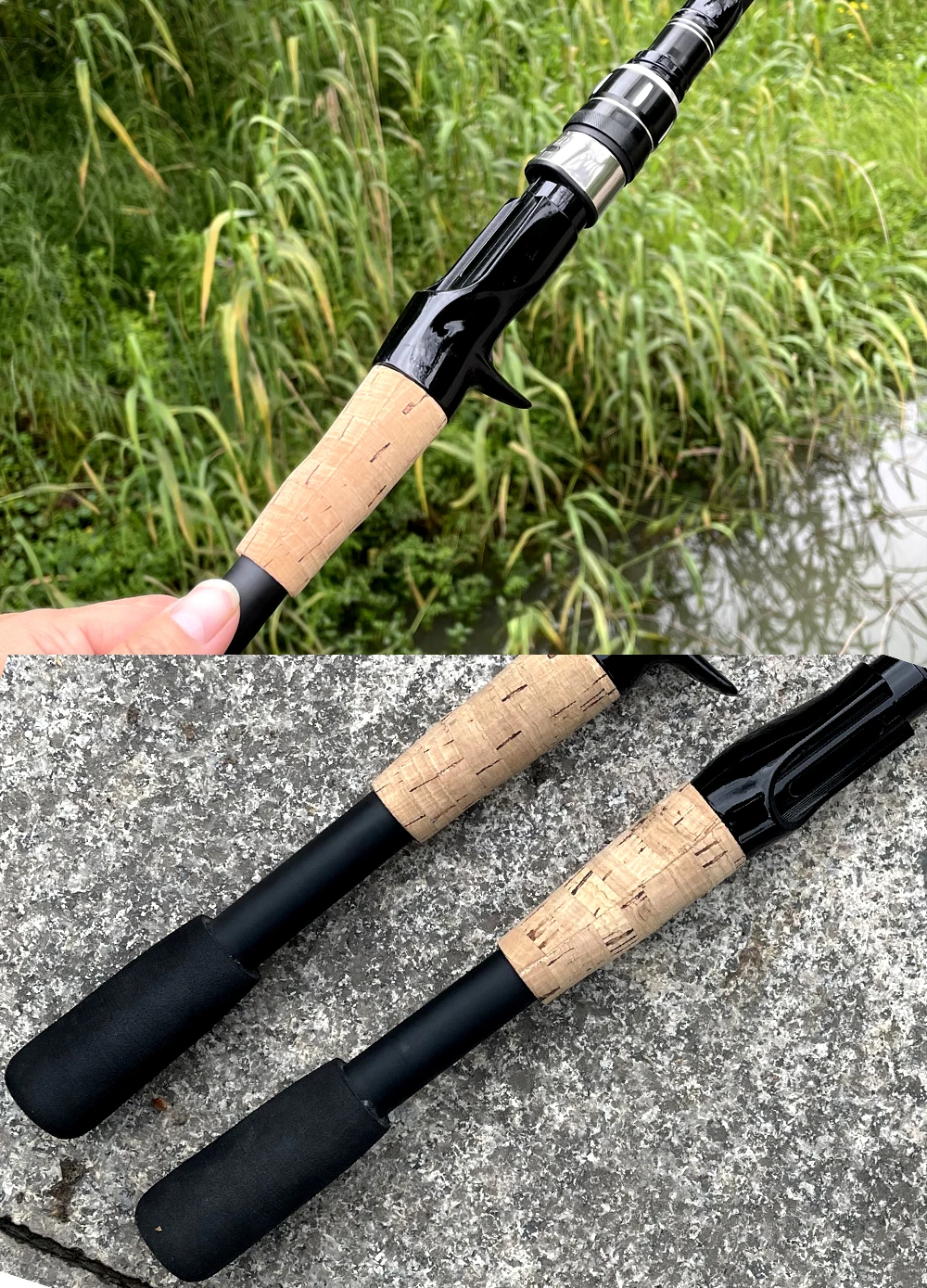 Teleskop Köder Stange 1,5 M 1,8 M 2,1 M 2,4 M Carbon Spinnrute Baitcasting Angelrute 8g-25g Holzgriff Casting Angelgerät – Detail 12