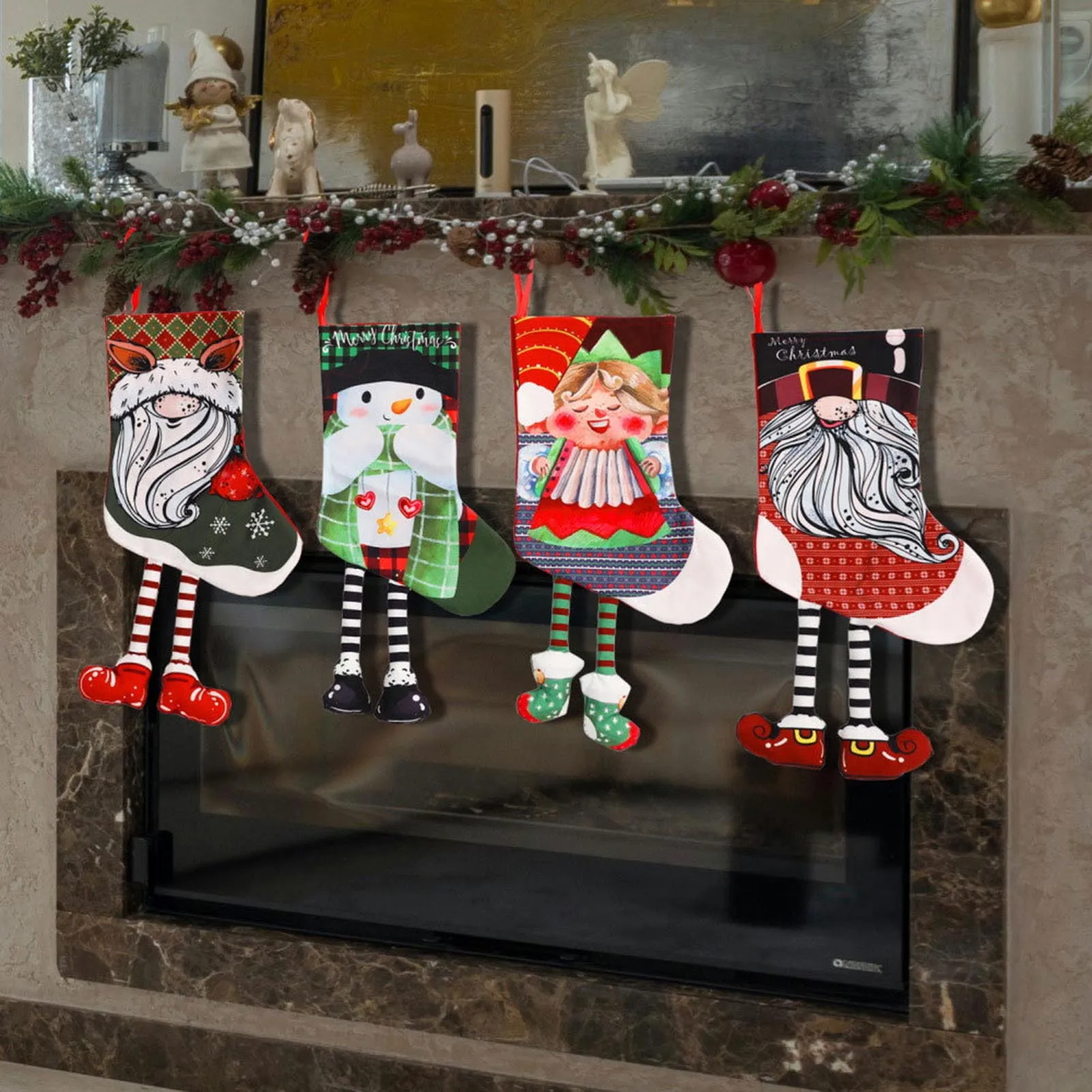 

Christmas Tree Hanging Stockings Bring Warmth and Comfort Winter Home Atmosphere Suitable for Family Holiday Xmas Party