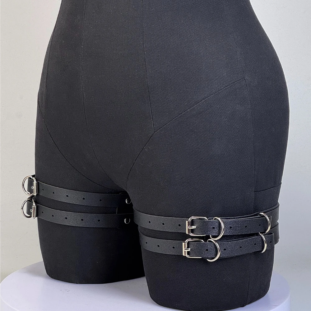 1 Paar schwarze modische Oberschenkelriemen für Damen, JK, verstellbare Oberschenkelriemen, Gothic-Punk-Oberschenkelriemen, modisches Oberschenkelzubehör – Detail 8