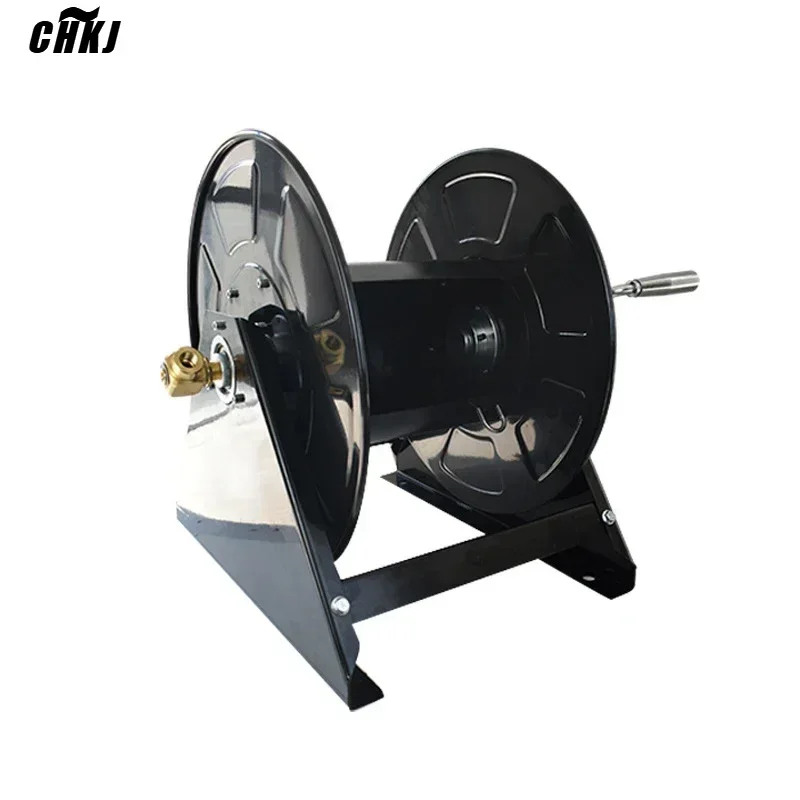 CHKJ Large Hand Crank Hose Reel Spool for Coiling Hoses and Cables Rotating Storage Reel with Hand Crank Steel  Pipe Storage Too