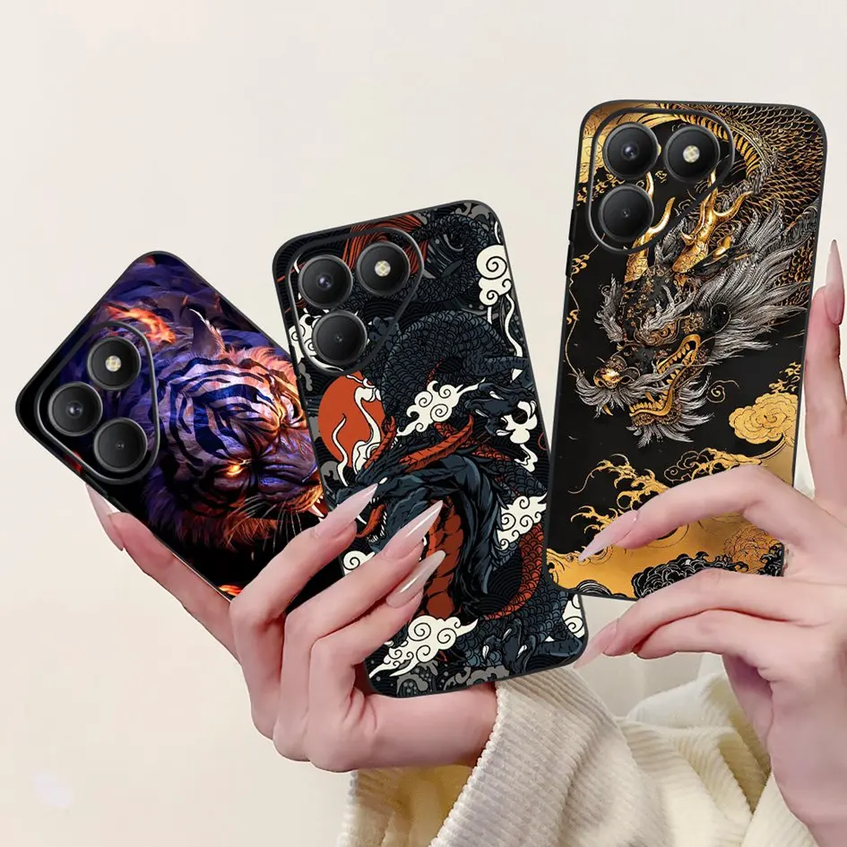 

For Tecno Pova 7 4G Case LJ6 Cover Popular Dragon Marble Cartoon Soft Silicone Black Phone Case For Tecno Pova 7 Neo Pova7 Funda