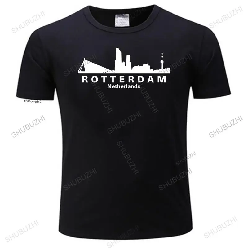 vintage tshirts rotterdam netherlands skyline t shirt men Customized tee shirt Round Collar Natural Cute Authentic Unique tshirt