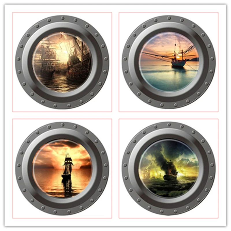 Submarine Fake Window Wall Stickers Uncharted Waters Pirate Ship 3D Vinyl Decals Home Appliance Decoration Sea View Poster Mural