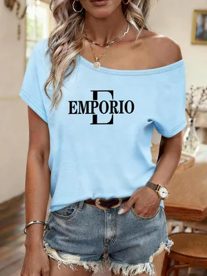Printed Y2K Style Spring and Summer Hot-Selling Women's Fashionable Casual Off-Shoulder Short Sleeves