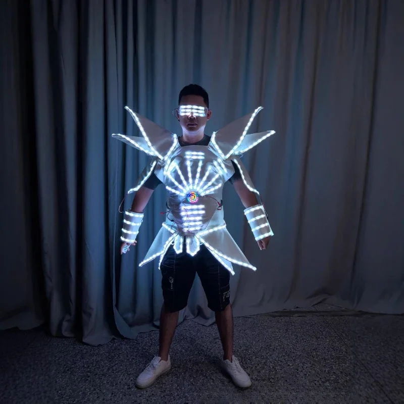 Spettacolo ragazza Costume Abito da festa Completo da concerto Costume da spettacolo per feste EventLED Telecomando Fantasia Costume incandescente Alien Armor Sui