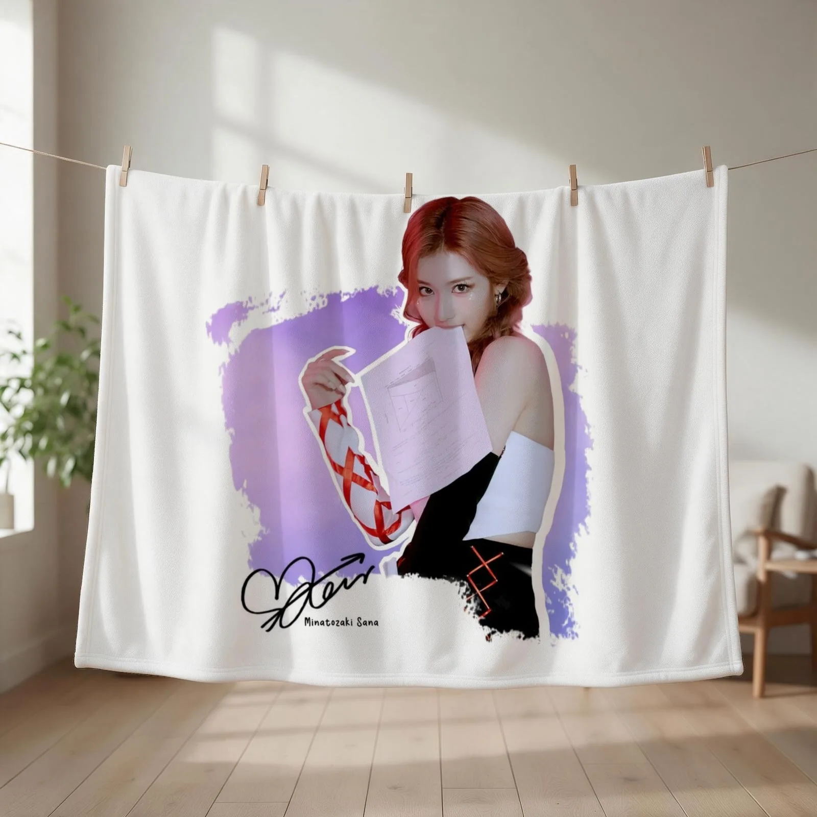 Minatozaki Sana Throw Blanket Sleeping Bag Retros Sofa Throw Soft Plush Plaid Blankets