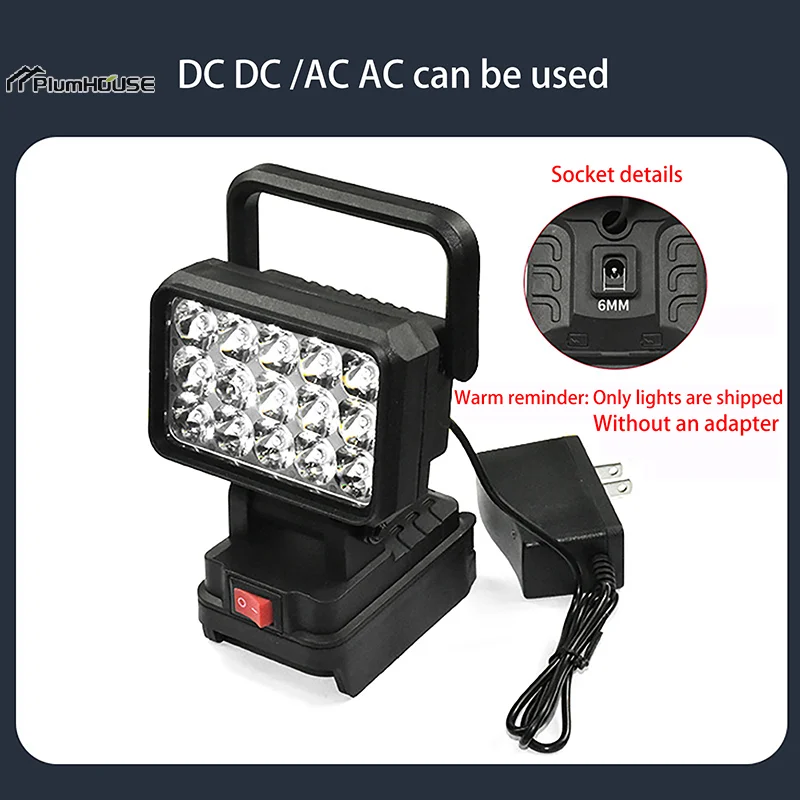 

15 Beads LED Working Light Spotlight Hand Lantern 21V Li-ion Battery Rechargeable Home Emergency Lighting Maintenance Light