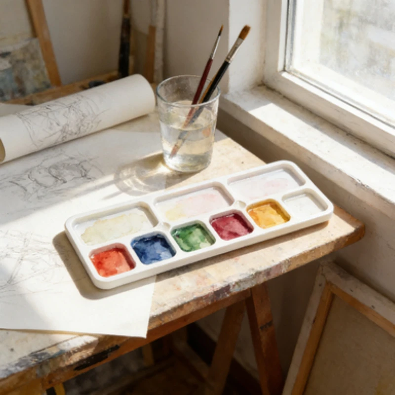 Multi Grid Plastic Paint Mixing Palette Anti-spill Plastic Tray Easy Clean Watercolor for Watercolor Acrylic Painting Tools