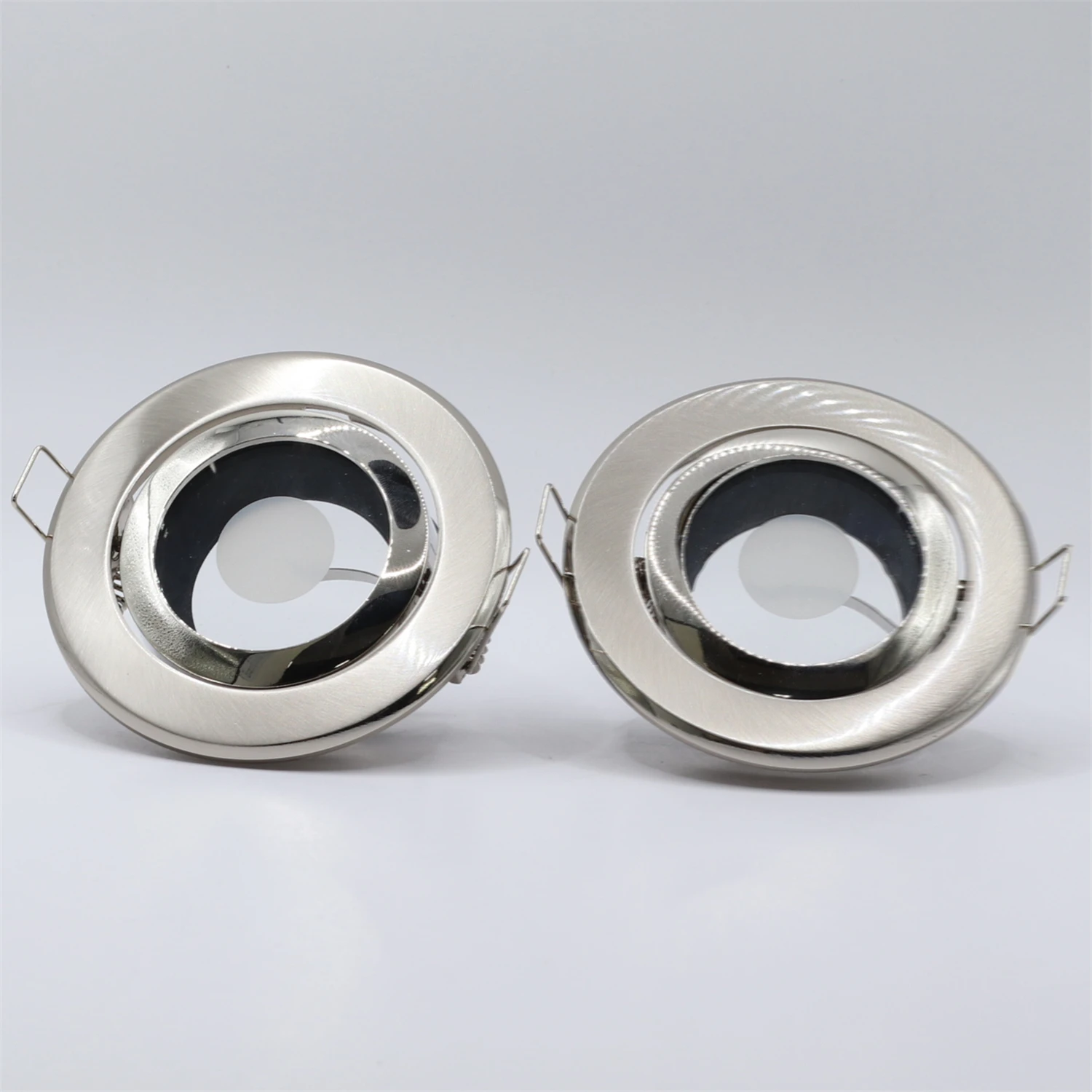 Satin Nickel Invólucro Luz De Teto, Suporte Da Lâmpada, Spotlight, embutido Downlight, Iluminação Nórdica, GU10, MR16, GU5.3