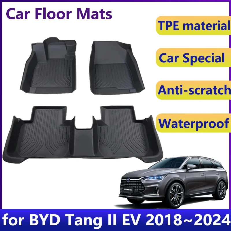 

TPE Car Floor Mat For BYD Tang 2023 Accessories Tan II EV 2018~2024 Waterproof Universal Leather Foot Pad LHD Rug Carpet Cushion