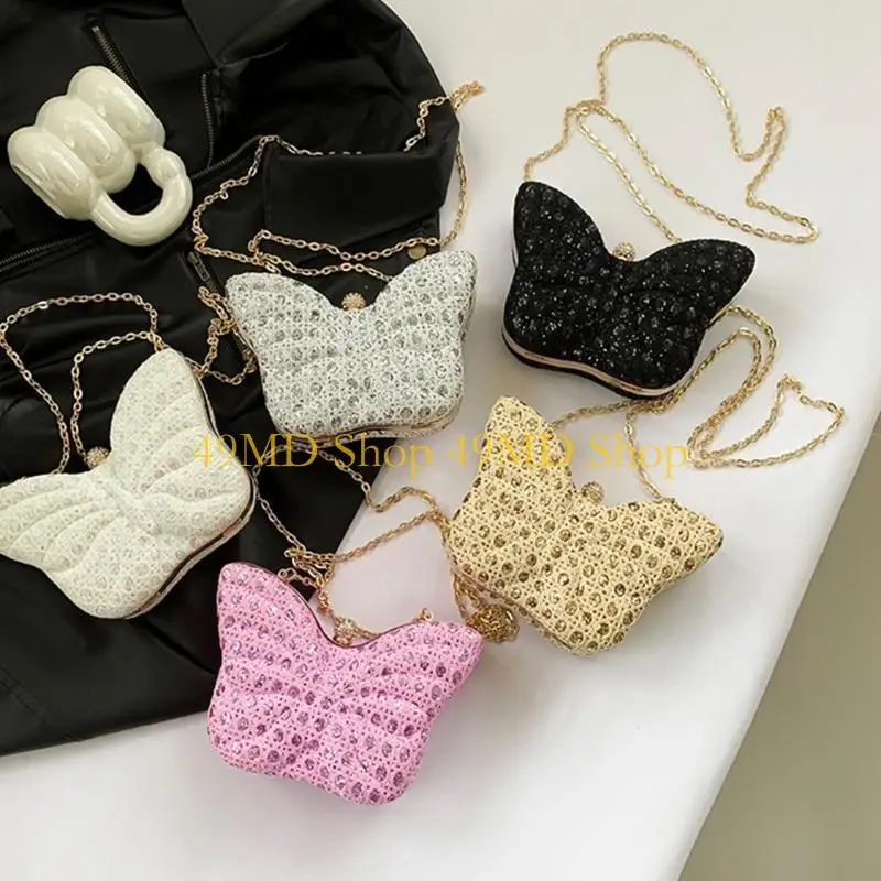 

49MD Women Shoulder Bag Chain Strap Bag Butterfly Crossbody Bag Change Purse Small Evening Bag for Daily