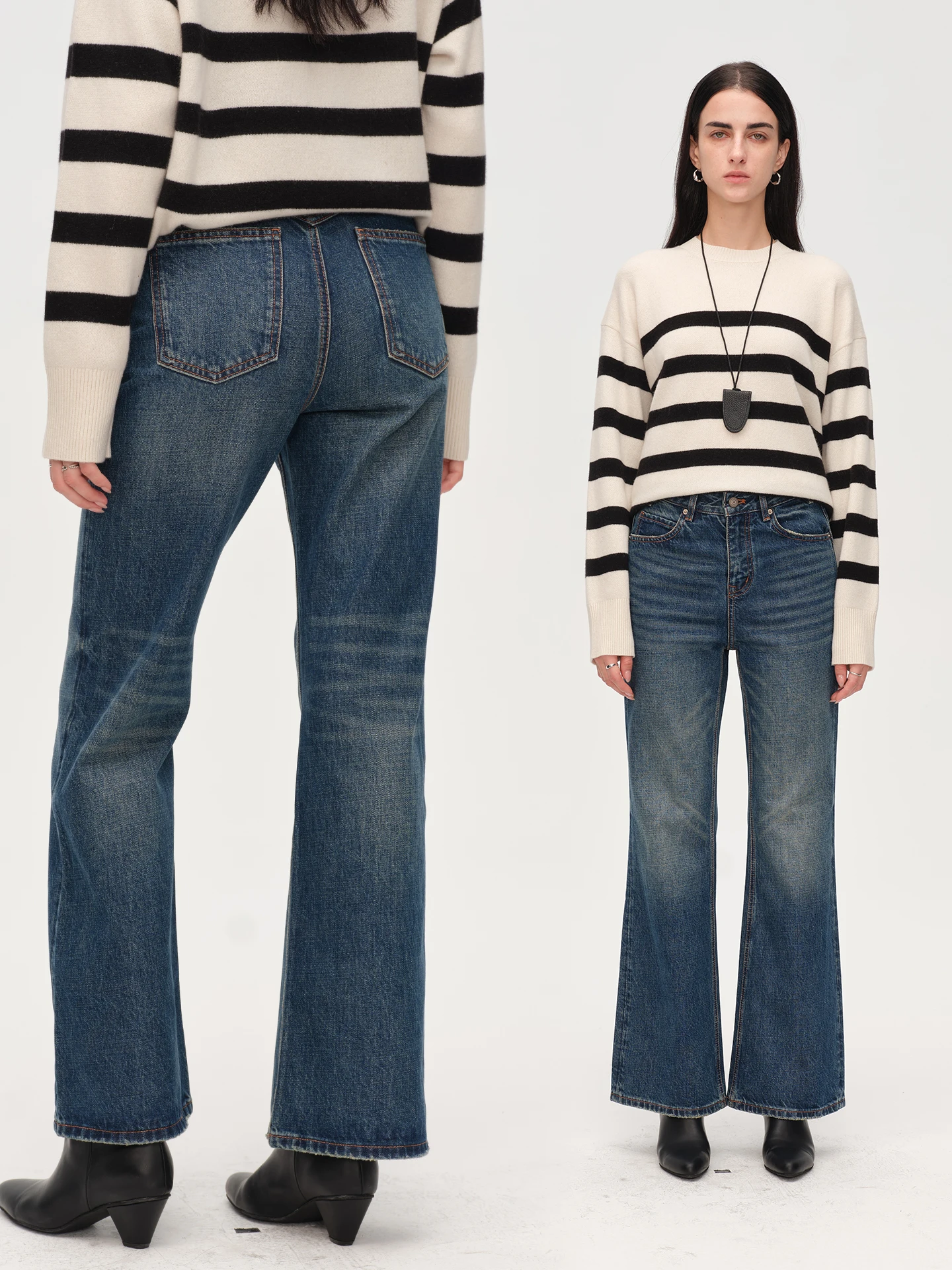 

Slim Fit Flare Leg Jeans Women's Rightcell One New 2026 Spring Casual Style Cotton Fabric Natural Waist No Stretch