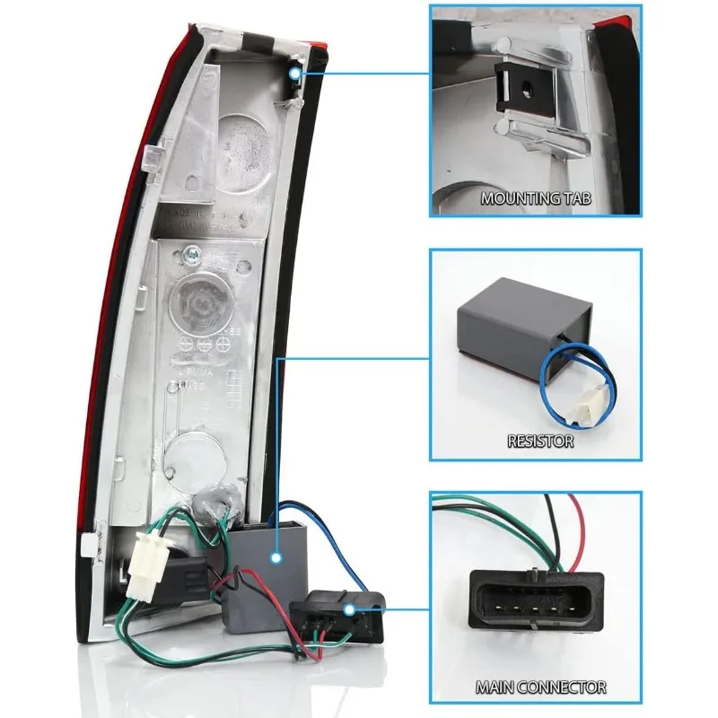 AmeriLite لـ 1988-1999 GMC كامل الحجم C/K شاحنة بيك اب تاهو الضواحي كريستال أحمر LED استبدال أضواء خلفية الجمعية