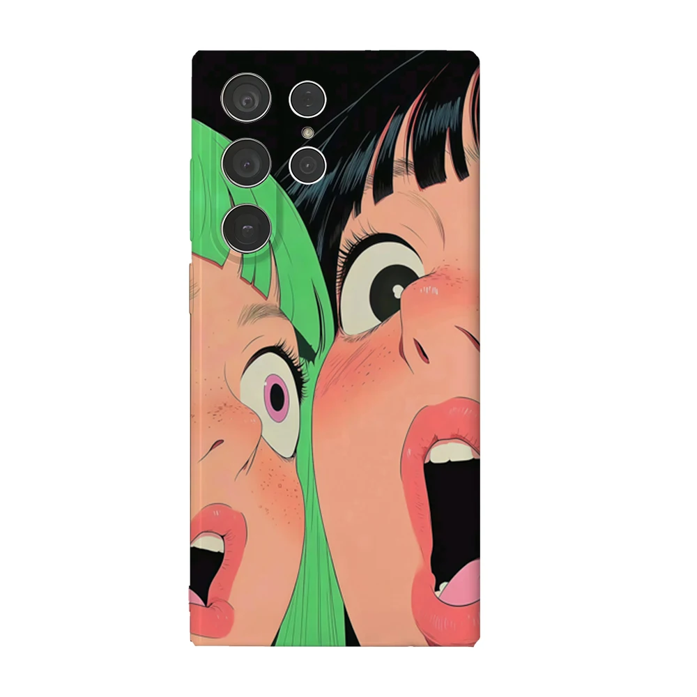 Anime Surprise Faces Handyhülle für Samsung Galaxy S25 S24 S23 Ultra Plus A35 A55 Glossy HD Hard Cover Film Shell