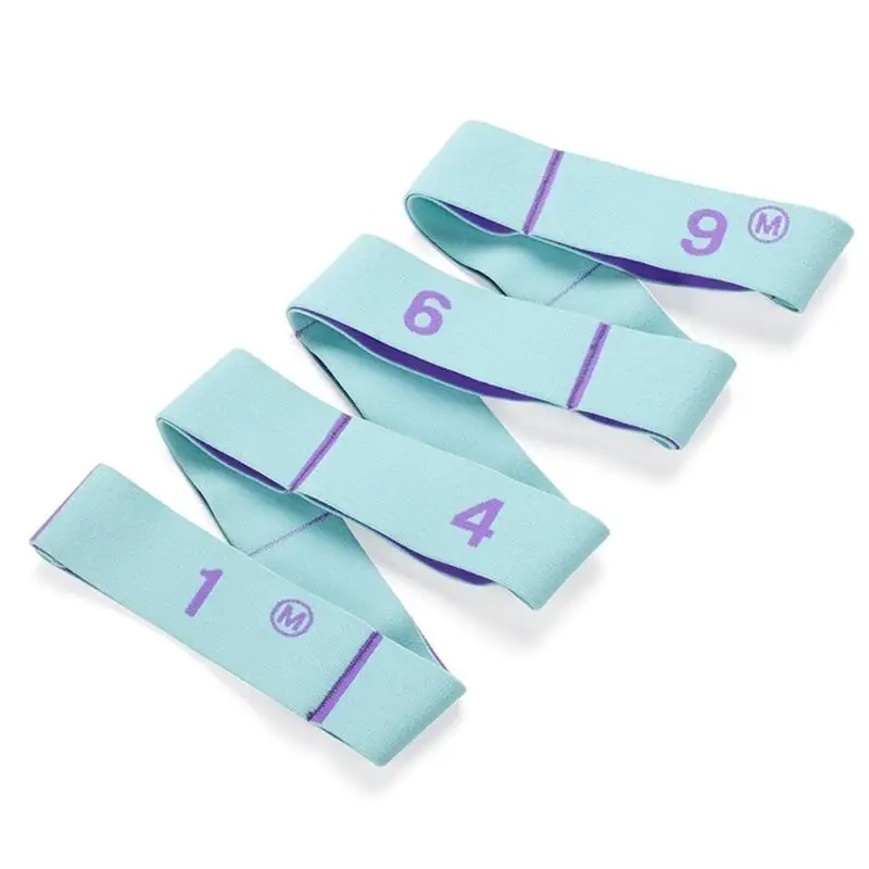 652F حزام مطاط مع 9 حلقة حزام اليوجا المرن لرقص البيلاتيس وتمتد العلاج الطبيعي اللياقة البدنية تمتد الفرقة