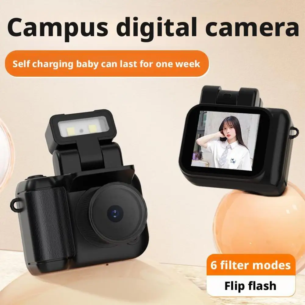 Retro Snap Digital Camera, 1080p Hd Mini Camera with Led Flash Light, Travel Digital Thumb Camera Video Recorder