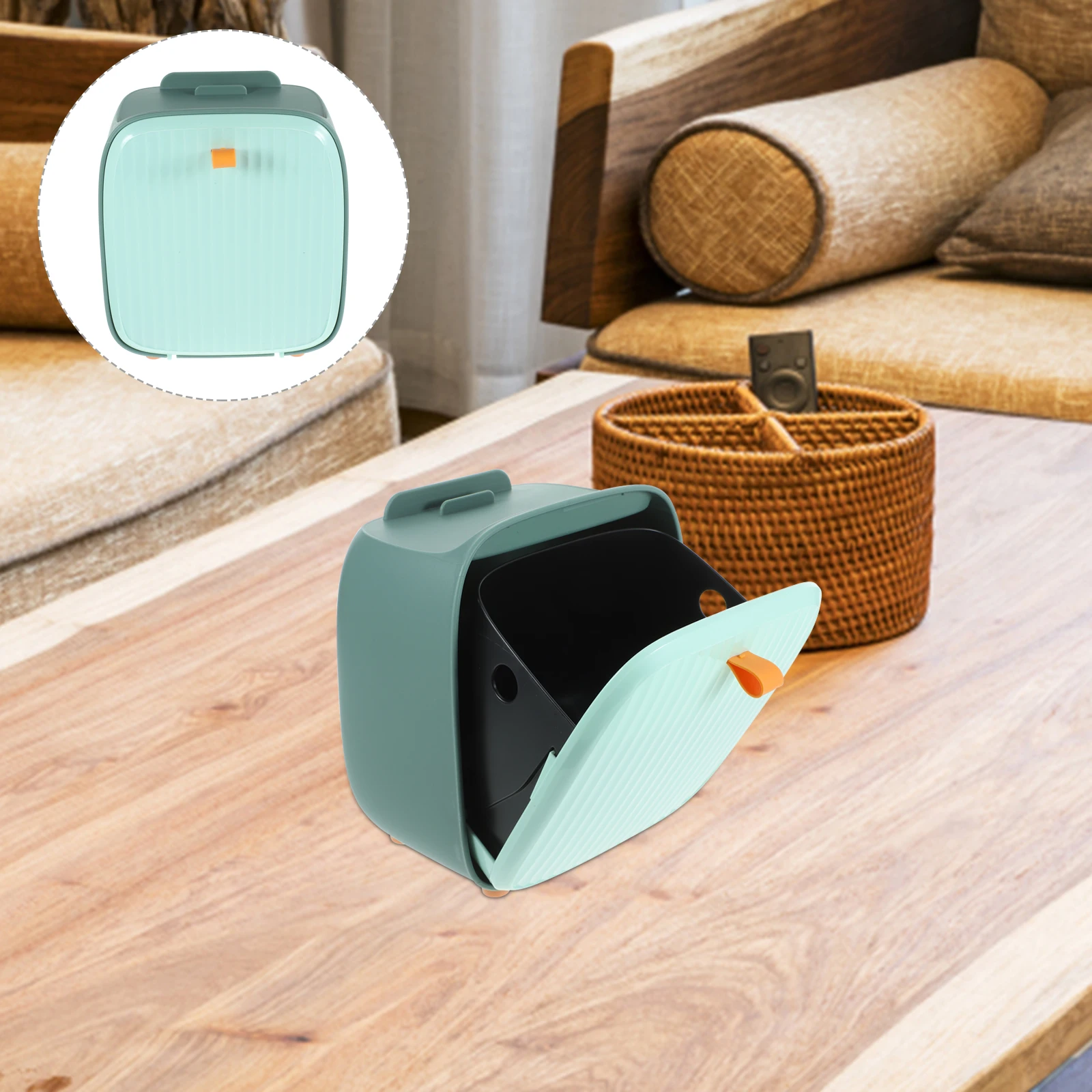 

Desktop Lid Compact Container Home Office Dorm Room Space Saving Odor Proof Small Waste Bin Kitchen Bedroom Countertop