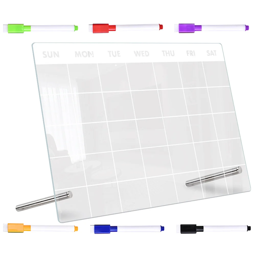 Abaodam مجموعة واحدة من لوحة الكتابة القابلة للمسح للمدرسة والمكتب والمنزل وتسجيل الرسائل المذكرة مع قلم عرض سطح المكتب من الأكريليك
