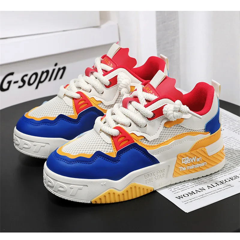 

Original Men's Sneakers Fashion Red Blue Platform Shoes Trainers Men Lace-up Hip-hop Sneakers Casual Men Zapatillas Informales