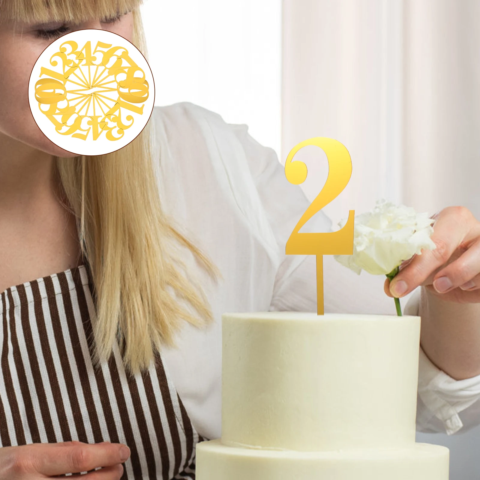 

2 Sets Birthday Cake Insert Ornaments Acrylic Number Toppers Numbers Cupcake Baking