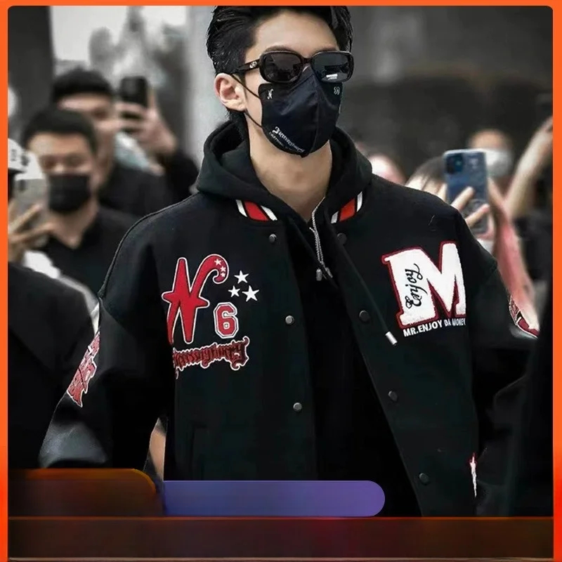 

MEDM xNeciFinery Collaborative Series Men's Baseball Jaet Winter Outerwear Thiened Long Sve Youth Faion