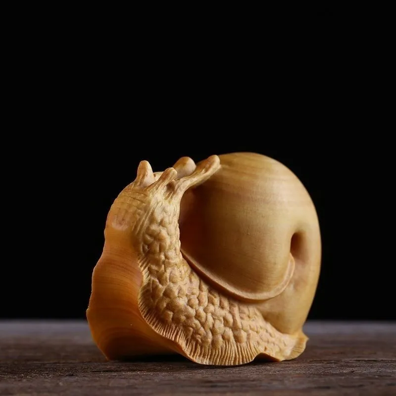 Snail Worry Stone Tea Pet Desk Accent Portable Palm Size Wood Carving