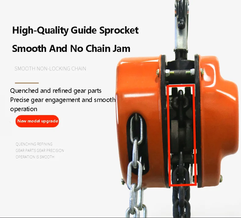 2/3/5T Manual Hand Chain Hoist Alloy Steel Material With Double-Pawl Brake Auto Chain Leading 360° Rotation Hook