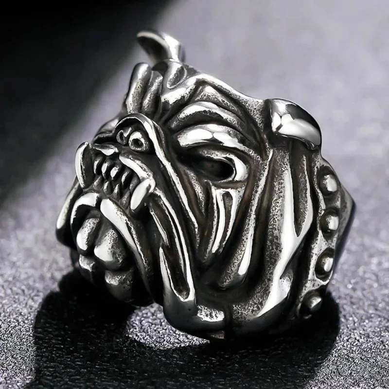 Men Ring Punk Personality Bulldog Vintage Ferocious Animal Ring Anniversary Party Gift for Men Accessories Decoration Wholesale