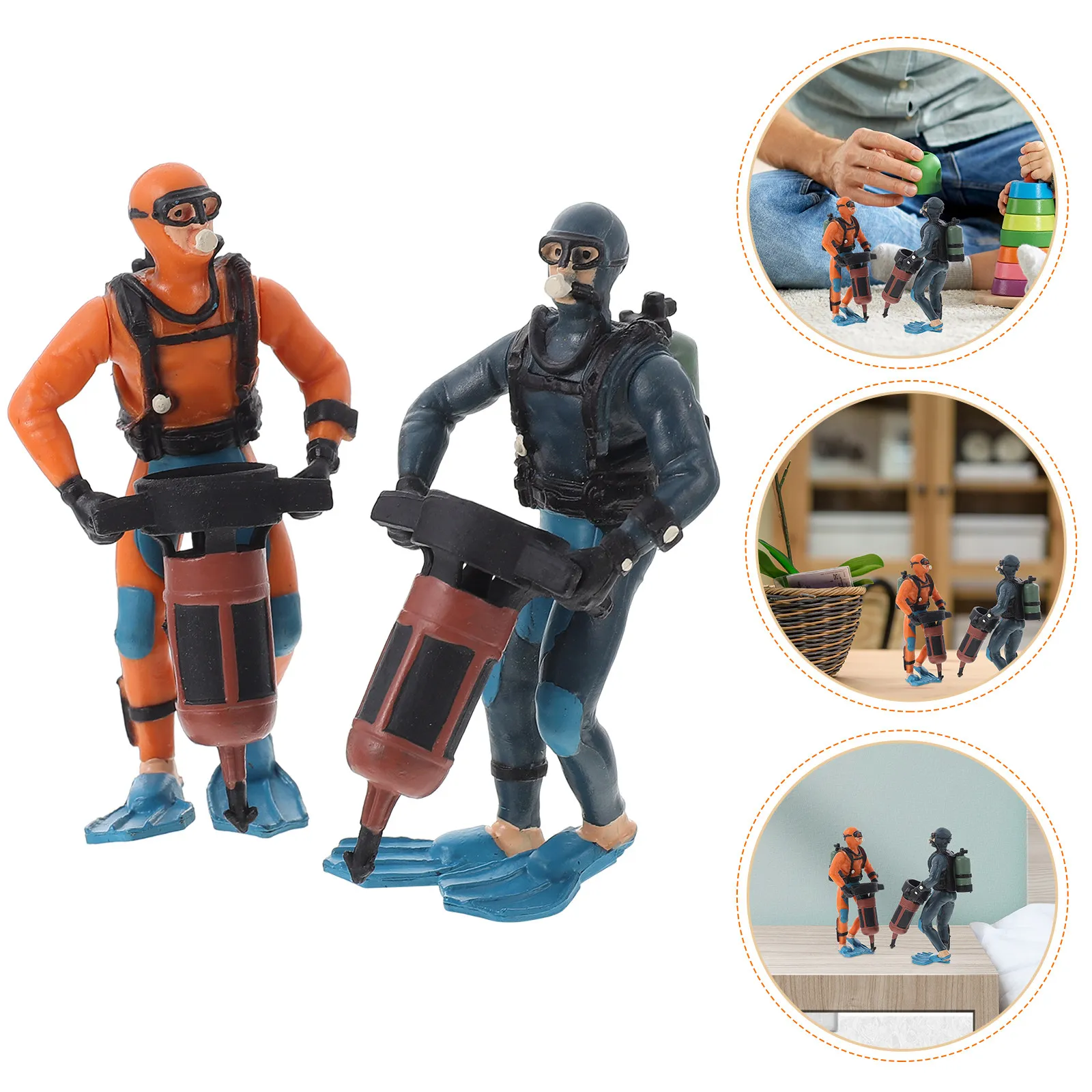 

2Pcs Diver Adornment PVC Vivid Colorful Desktop Ornament Learning Educational Decorative Landscape Diver Figurine