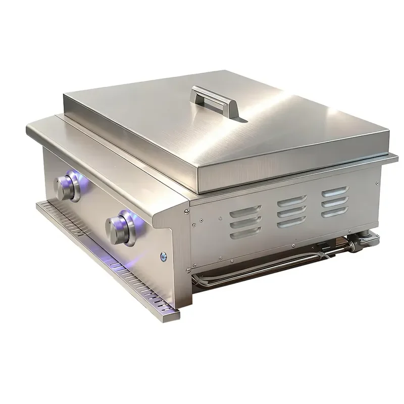 Heavy Duty Premium 304 Stainless Steel Built-in Outdoor Kitchen BBQ Grill with 2 Burners and Covered Baking Pan
