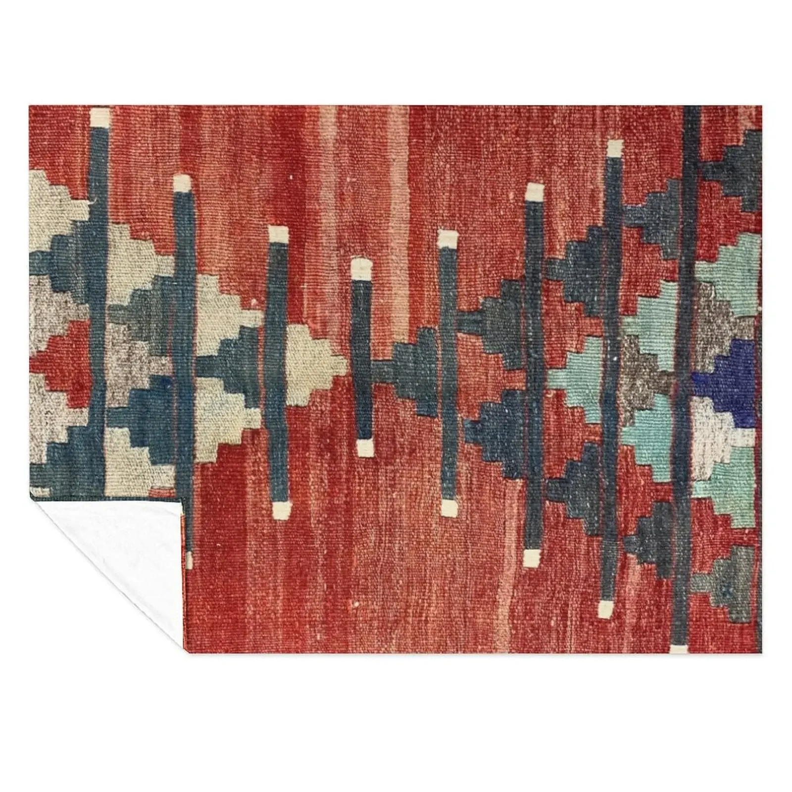 

Vintage Kars Decorative Kilim, Navaho Weave, Woven Aztec Textile Throw Blanket Picnic Heavy Summer Blankets