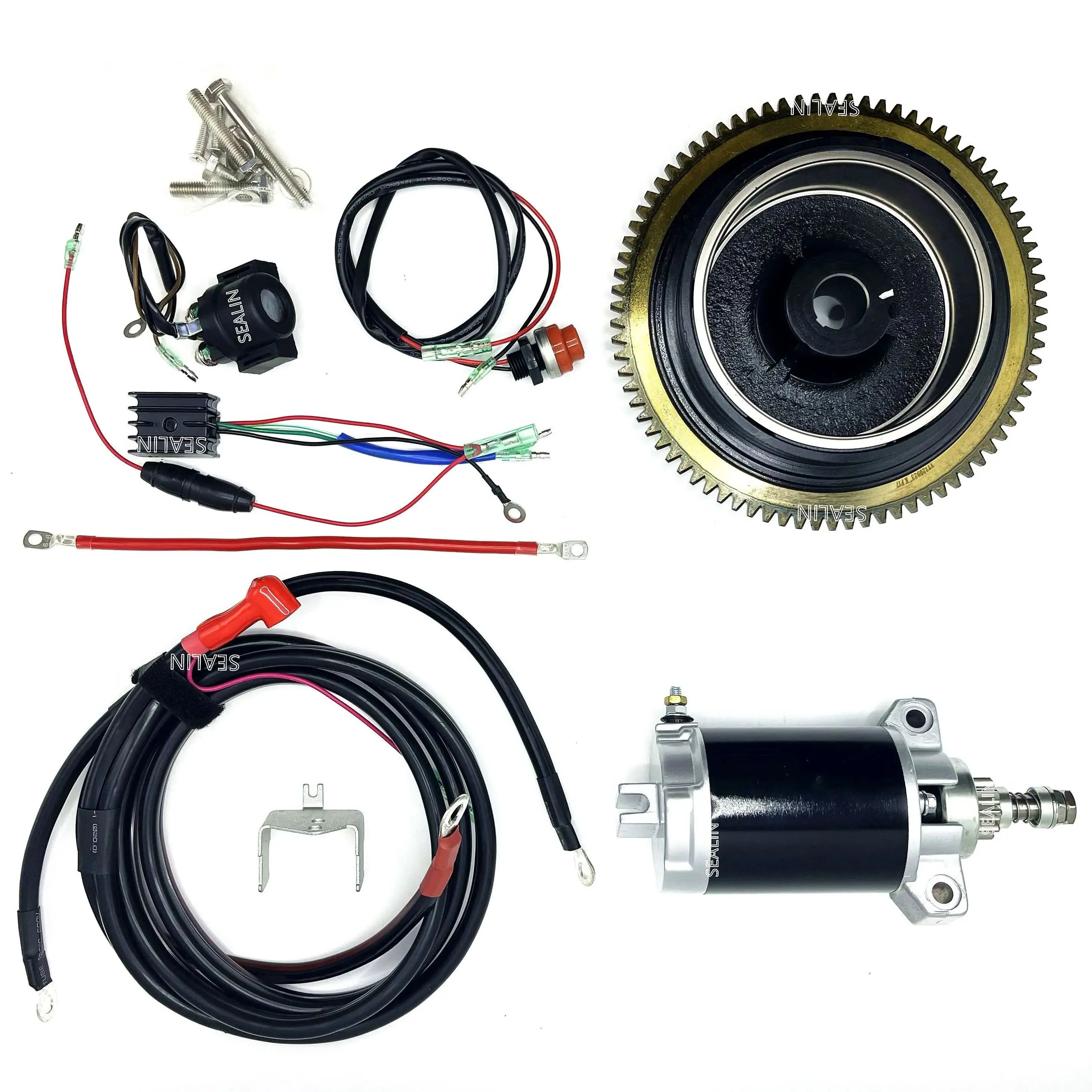 

Electric Start Kit For HANGKAI 4 Stroke 20hp Outboard Motor with starter Flywheel