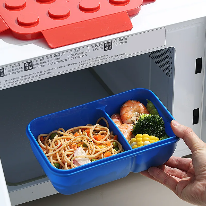 Building Block Bento Box For Children Kids With Water Bottle Food Grade PP Lunch Box Cartoon Microwave Oven Safety BPA Free