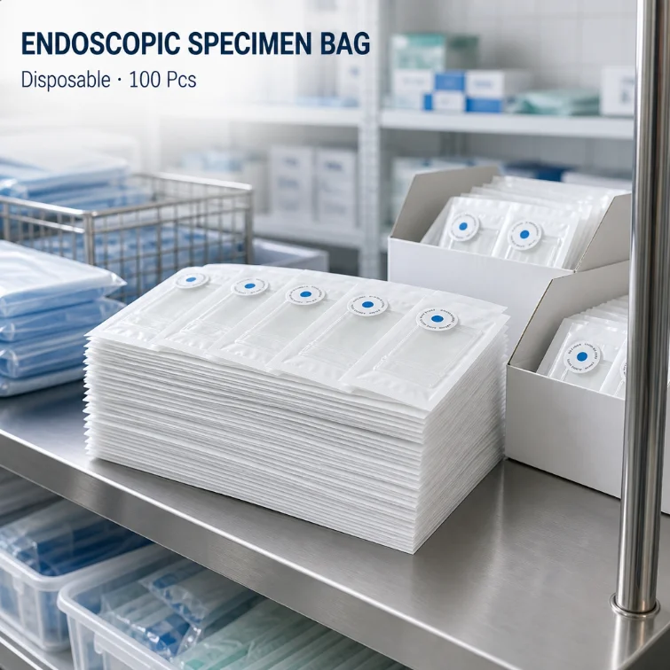Disposable laparoscopic specimen retrieval bag, sterile inner bag, tear resistant surgical specimen storage bag
