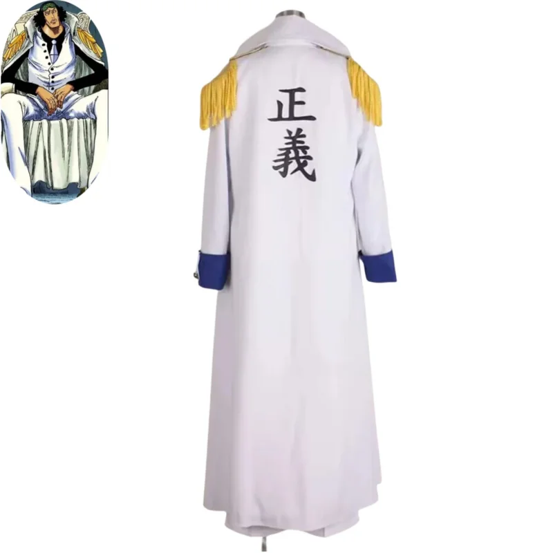 Disfraz de Anime Almirante Aokiji Kuzan, uniforme militar marino, capa larga, traje de baile de máscaras de Halloween para hombre y mujer adulta