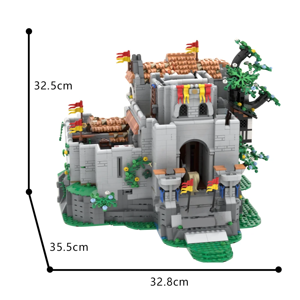 MOC-187043 Lion's Castle Model Bricks Architecture Medieval Towers Building Blocks Decoration Creative Assembly Toy Kids Gift ﻿