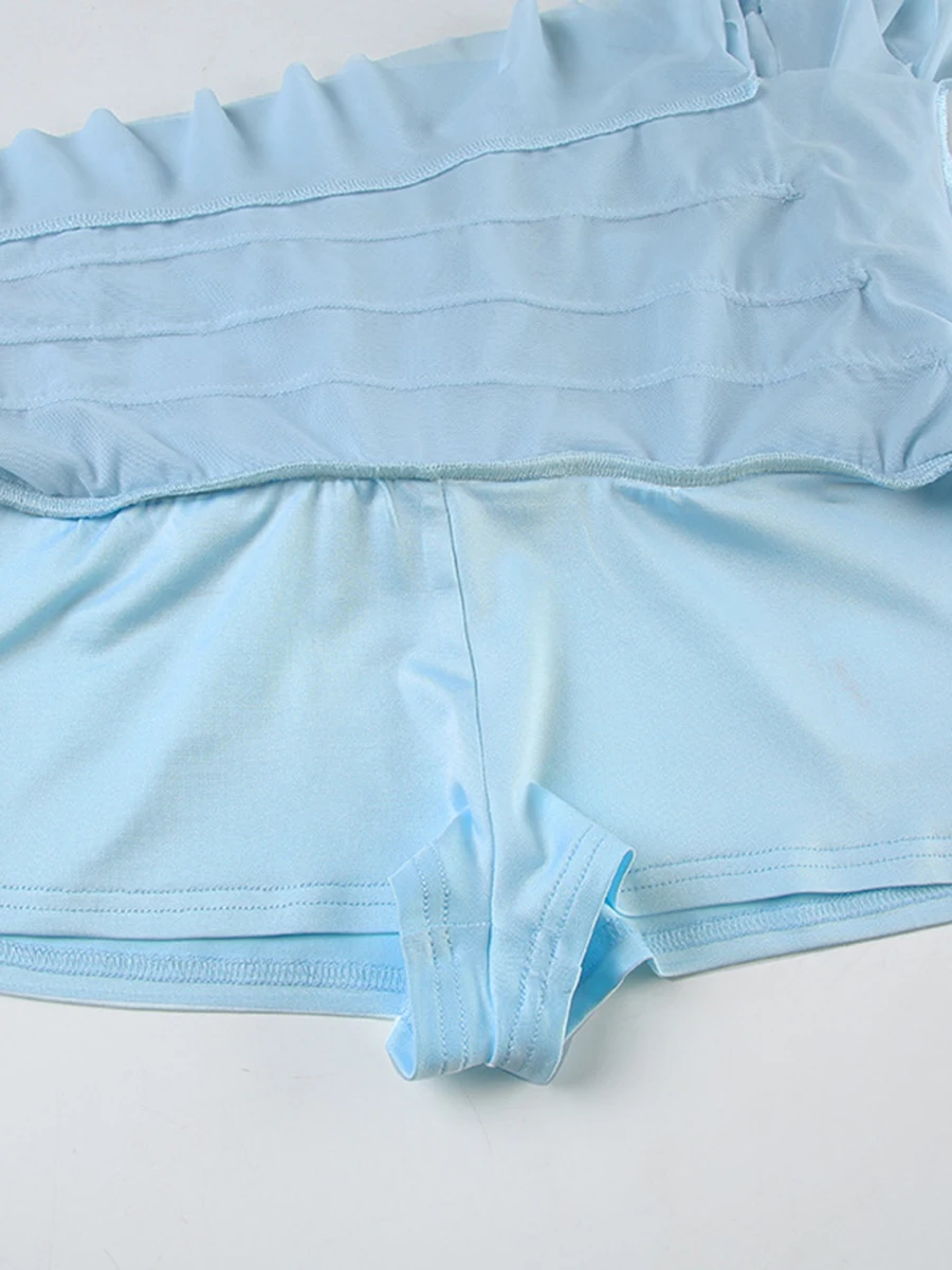 Nueva ropa de mujer 2025, falda fluida de malla con volantes de estilo festivo, falda de malla con cinta Irregular versátil de cintura baja