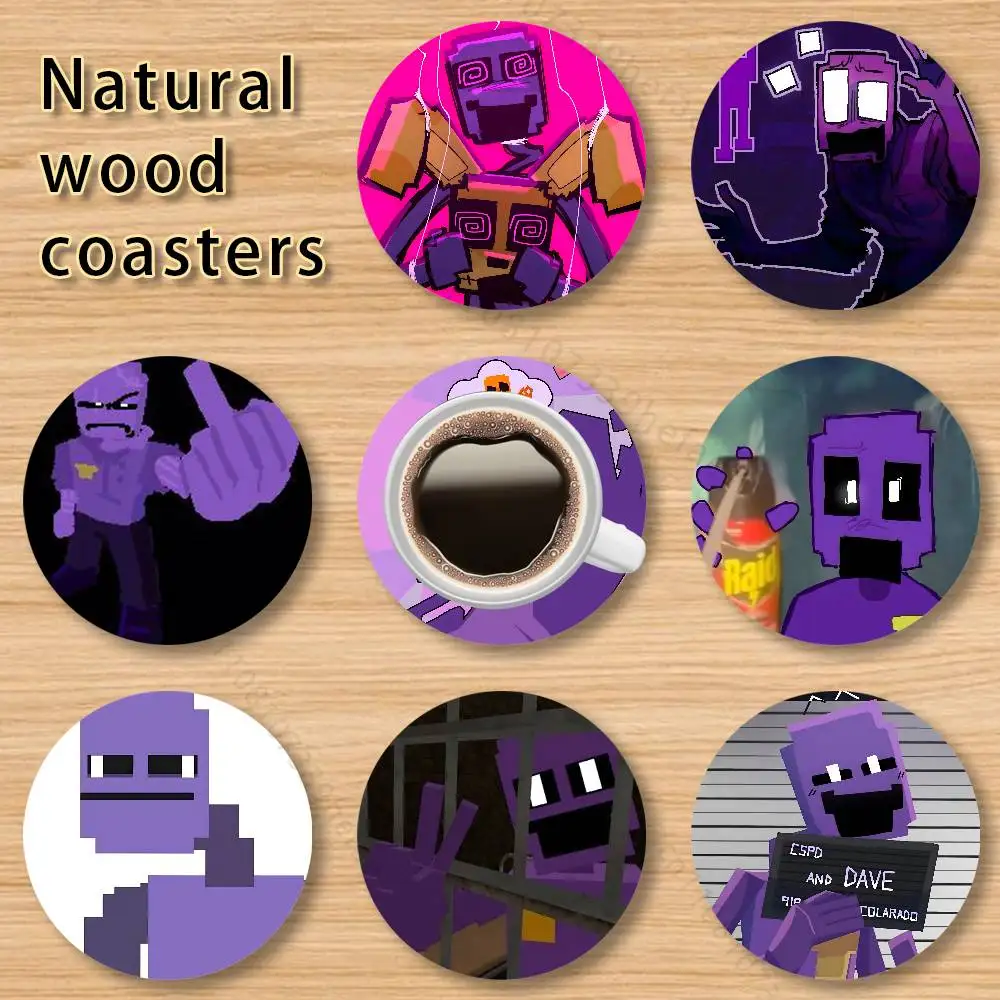 

D-Dsaf 3 Purple Guy D-Dave wooden anti-slip coasters, suitable for home office and living room decoration