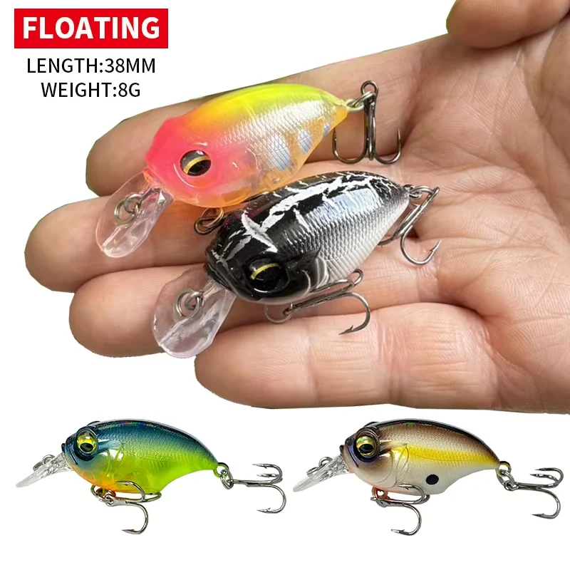 

38mm 8g Topwater Mini Crankbait for Fishing Wobblers Floating Cranks Artificial Hard Baits Pike Trout Fishing Tackle Isca Pesca