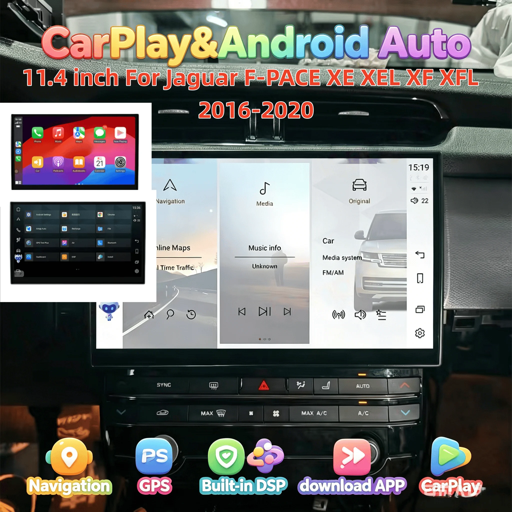 Android 13.0 Head unit For Jaguar F-PACE XE XEL XF XFL 2016-2020 Carplay Auto Gps Navigation Touch Screen Radio 4g Wifi Dsp