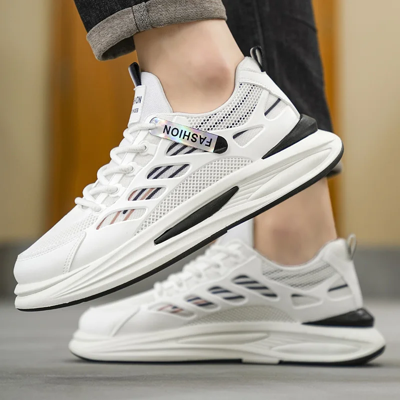 남성 운동화 패션 야외 캐주얼 신발 통기성 메쉬 스포츠 운동화 남성 가황 신발 플랫폼 테니스 신발