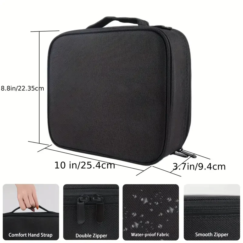 Teacher\'s Day print and black shell, adjustable partition, travel makeup bag, large professional portable makeup bag
