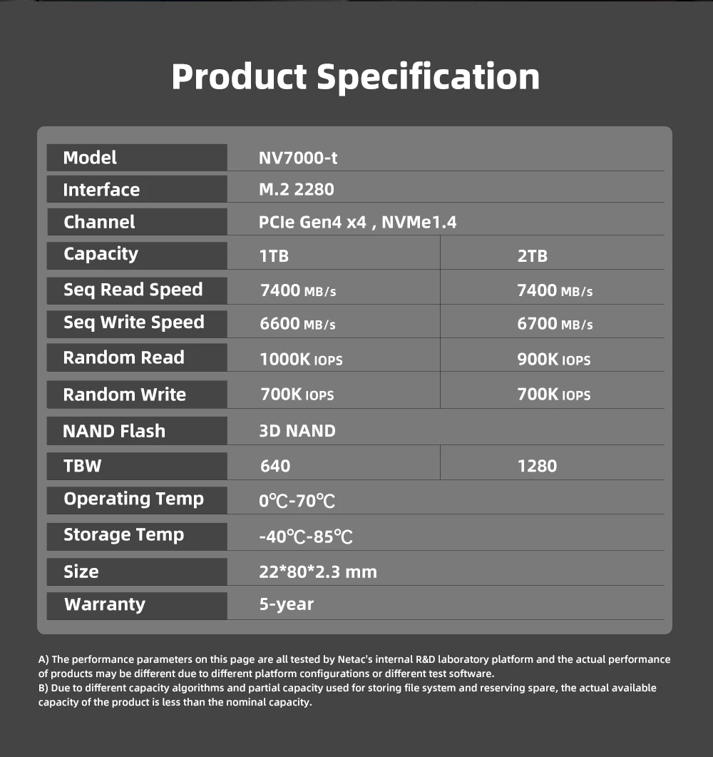 Netac M2 NVMe SSD 2 TB 512 GB 4 TB SSD 1 TB interne Solid-State-Festplatte M2 PCIe 4.0x4 2280 SSD-Laufwerk für PS5 Laptop PC – Detail 22