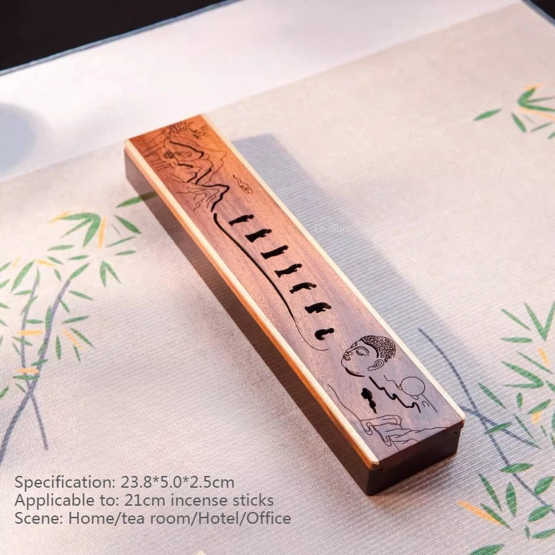 Solid Wood Lying Incense Box/Home Joss Stick Incense Burner Temple Worship Buddha Religious Products Air Purification Products