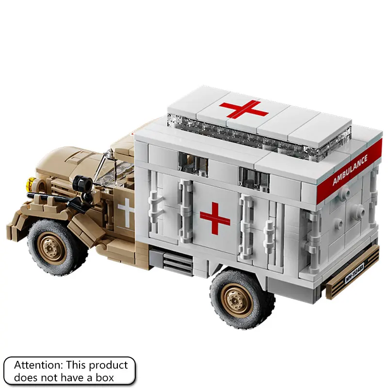 432PCS Opel Lightning Rescue Truck Building Blocks, World War II Medical Vehicle Puzzle Assembly Military Toys, Boys Gift