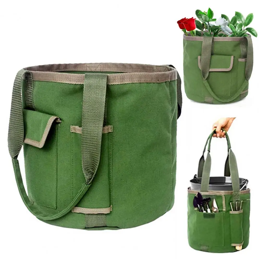Sturdy Gardening Tool Carrier Durable Canvas Gardening Organizer Tote with Multiple Pockets Capacity Waterproof Garden for 7.9