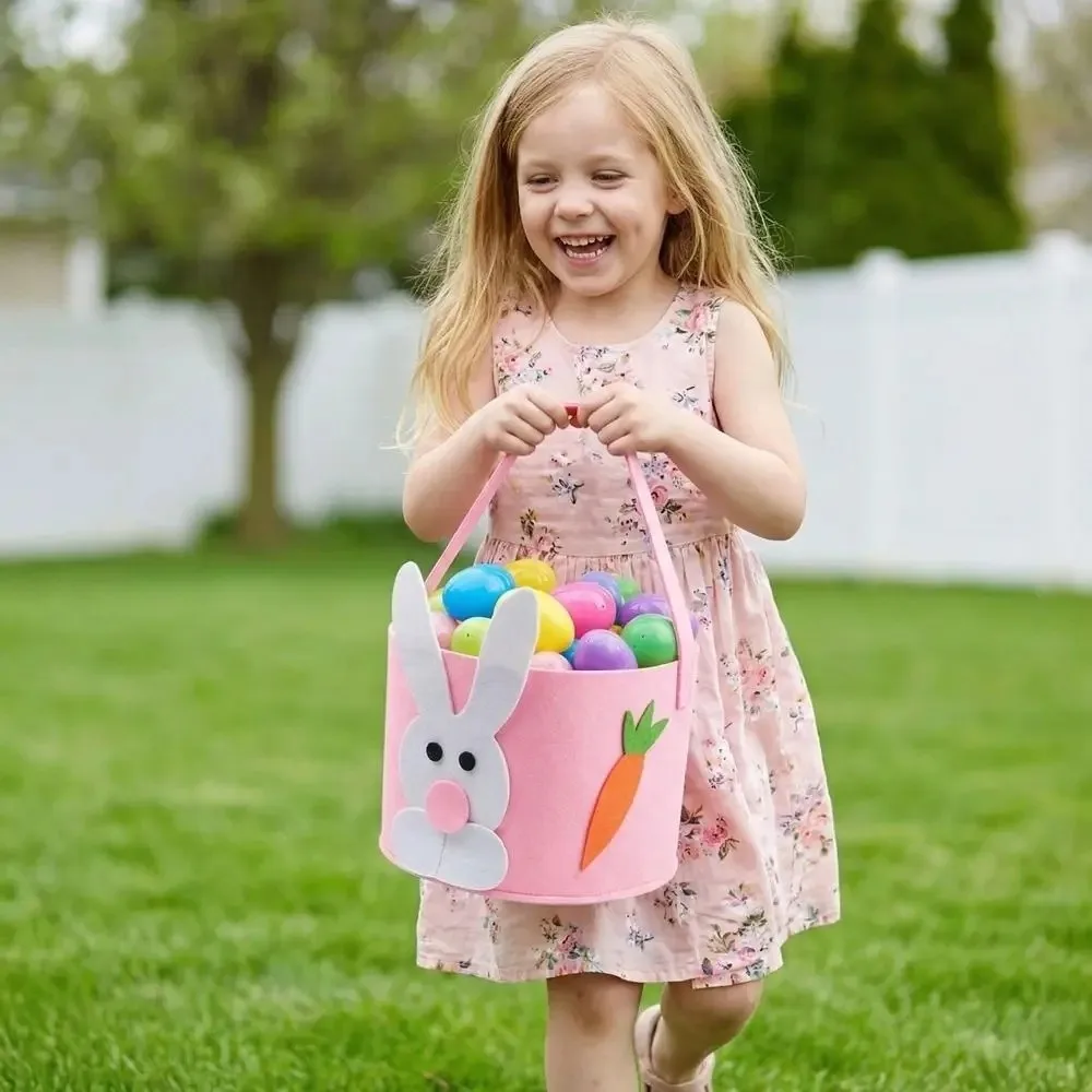 New Felt Easter Candy Gift Bag Storage Function With Handle Easter Bunny Basket Cute Candy Bag Party Decor